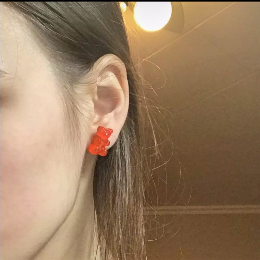 🆕 Red Gummy Bears Sterling Silver Stud Earrings - Picture 11 of 13